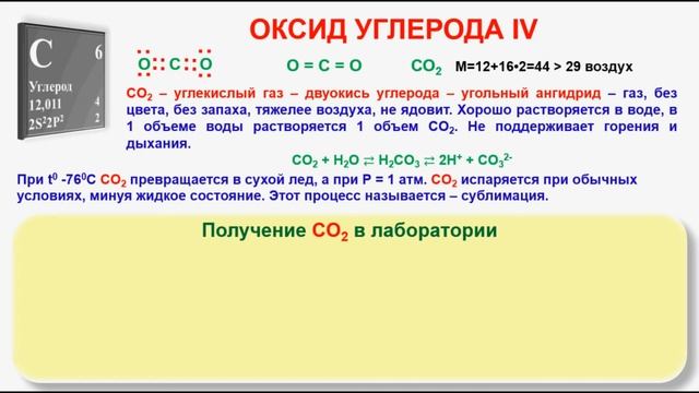 № 238. Неорганическая химия. Тема 29. Углерод и его соединения. Часть 7. Оксид углерода IV смотреть онлайн