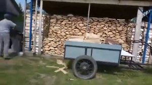 Прицеп для мотоблока с колесами от мотоцикла.