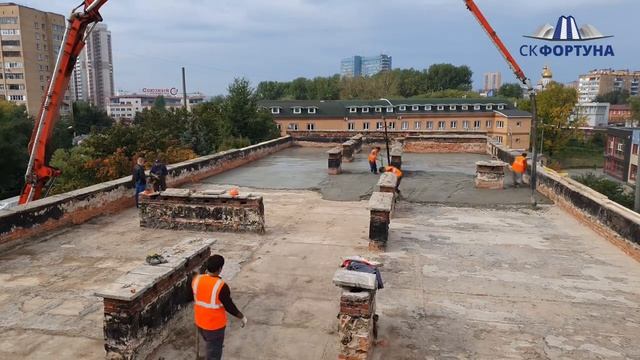 Процесс устройства выравнивающей стяжки из пескобетона М300.
