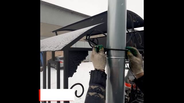Установка дымохода на печку мангала с крышей смотреть онлайн