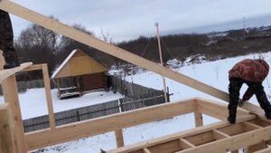 Строительство каркасного дома-бани ? Стропильная система | Каркасный дом 9х9 Часть 5