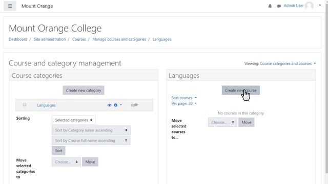 Manage courses Admin Basics