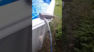 Простой нагрев воды в каркасном бассейне дровами.(1)