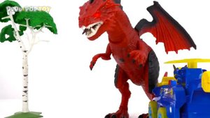 Dinosaurs attack Pororo! Paw Patrol Mighty Pups Flip & Fly Transforming Vehicle! #DuDuPopTOY