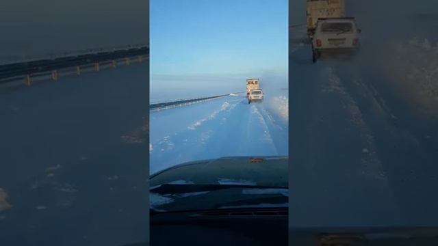 Новая трасса Астана-Павлодар после бурана 16.01.2018 смотреть онлайн