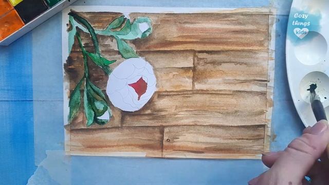 Простая акварель, цветы на досках смотреть онлайн