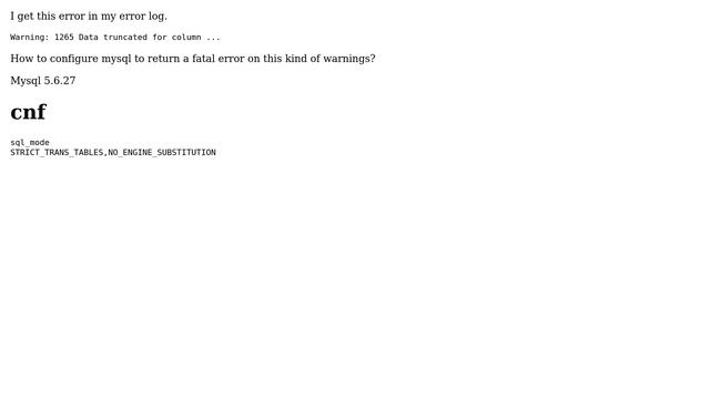Databases: Data truncated for column - return fatal error смотреть онлайн