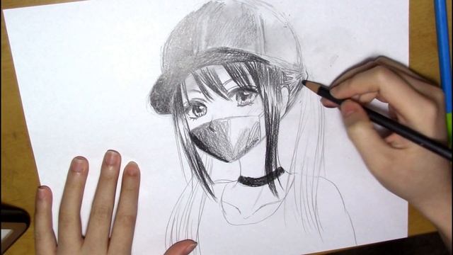 How to Draw an Anime Girl with Cap and a Mask [Real time - easy] смотреть онлайн