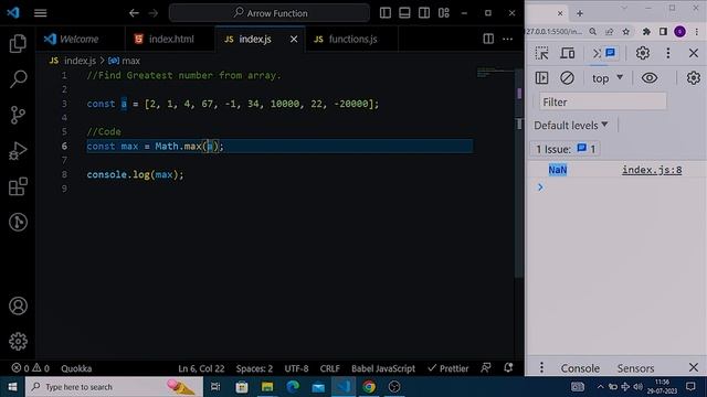 Find the Largest Number From Array in JavaScript || Hindi | #javascript #webdevelopment @SpinningWe