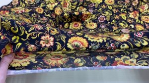 Трикотаж  черного цвета с принтом  хохлома  38103