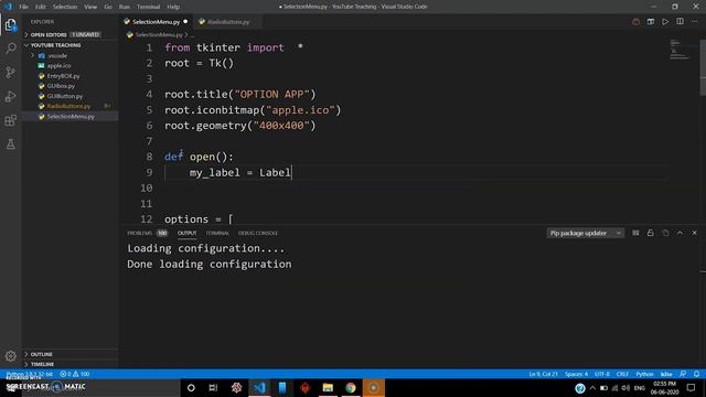 Creating Drop Down Menu options in TKinter and Python - Python Tutorial(2020) #8