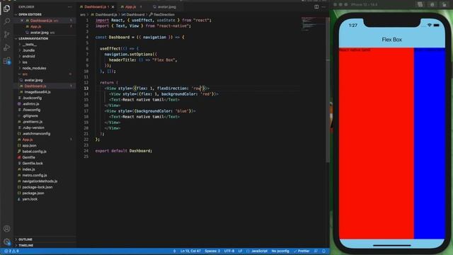 Flex Box in React Native. React-Native Tamil. PART 28