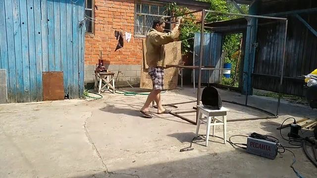 Стол + скамейки + навес, своими руками. смотреть онлайн