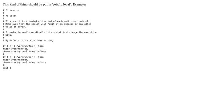 Create directory in /var/run/ at startup (5 Solutions!!) смотреть онлайн