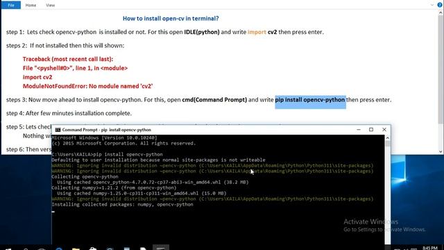 How to install opencv python on windows pc || opencv installation || opencv set up
