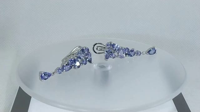 Серьги-подвески с натуральными танзанитами Серебро 925 смотреть онлайн