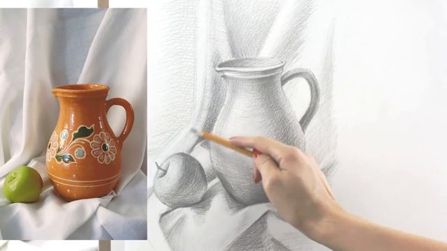 Рисунок натюрморта. Детальная прорисовка.