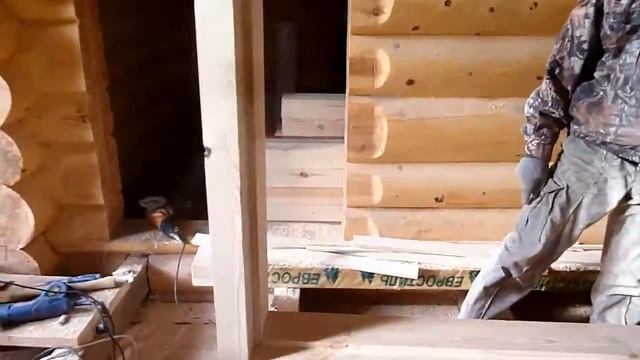 окосячка или как из Т-образной сделать П-образный вариант. Обсада в срубе из бревна.
