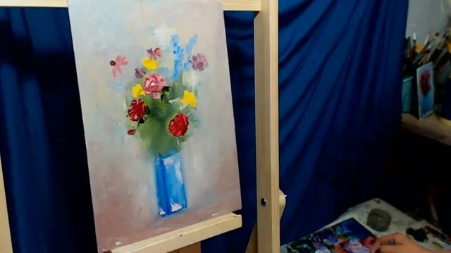 Букет цветов Живопись мастихином #живописьмаслом смотреть онлайн