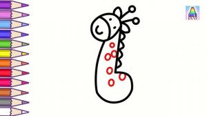 Как нарисовать ЖИРАФА ИЗ ЦИФРЫ 1 | Раскраска для детей Животные из цифр | Coloring Kids