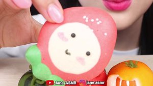ASMR FRUIT CAKES, MACARON 과일 화과자, 마카롱 먹방 EATING SOUNDS