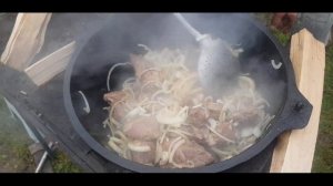 КАК ПРИГОТОВИТЬ МЯСО В КАЗАНЕ НА КОСТРЕ ШАШЛЫК  в КАЗАНЕ