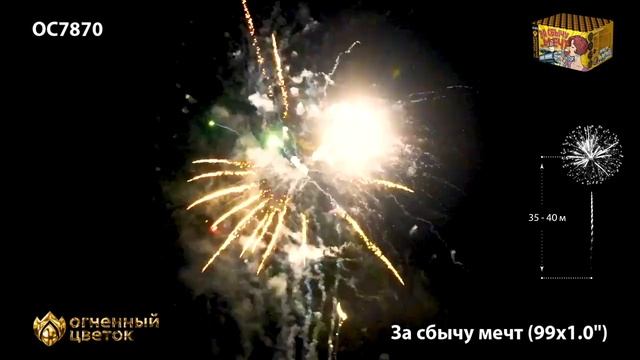 Фейерверк, салют ОС7870 Огненный цветок За сбычу мечт 99 залпов х 1 калибр
