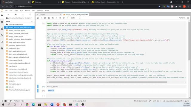 035 Obtaining Account Information and Portfolio History Coding Example