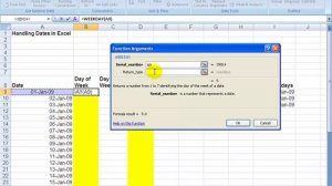 Extract day of the week out of an Excel date e.g. 5 means Friday for wage payments