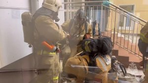 В школе города Корсаков потушили условный пожар