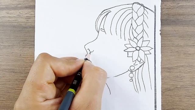 How to draw Cute Girl Face - step by step //Easy way to draw hair // Güzel bir kız nasıl çizilir смотреть онлайн