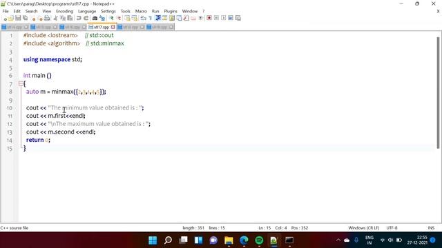 C++ STL Part 6 | minmax algorithm in Standard Template Library in CPP Language | min-max algorithm