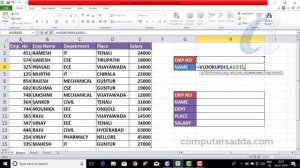 Excel VLOOKUP Function with Example  in Telugu || www.computersadda.com