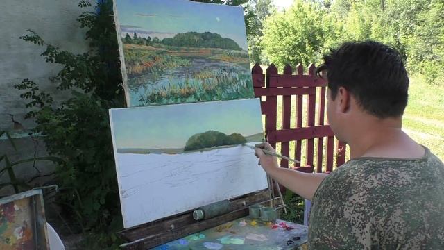 Живопись на природе. Пленэр с Ревякиным. Картина "Залив". смотреть онлайн