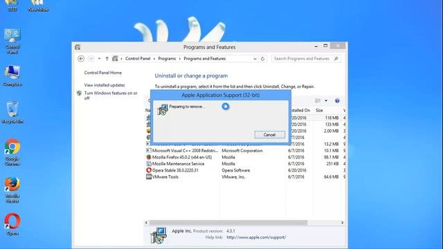 Uninstall Apple Application Support On Windows 10/8/7