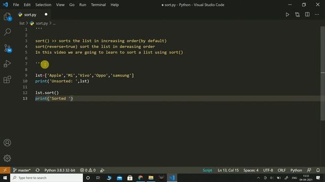 List - Sort list | Python | Coding