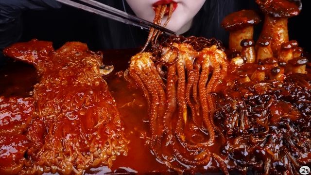 ASMR SPICY SEAFOOD, BLACK BEAN NOODLES, SPICY ENOKI MUSHROOM, 해물찜, OCTOPUS, CHICKEN 짜장라면 먹방 MUKBANG