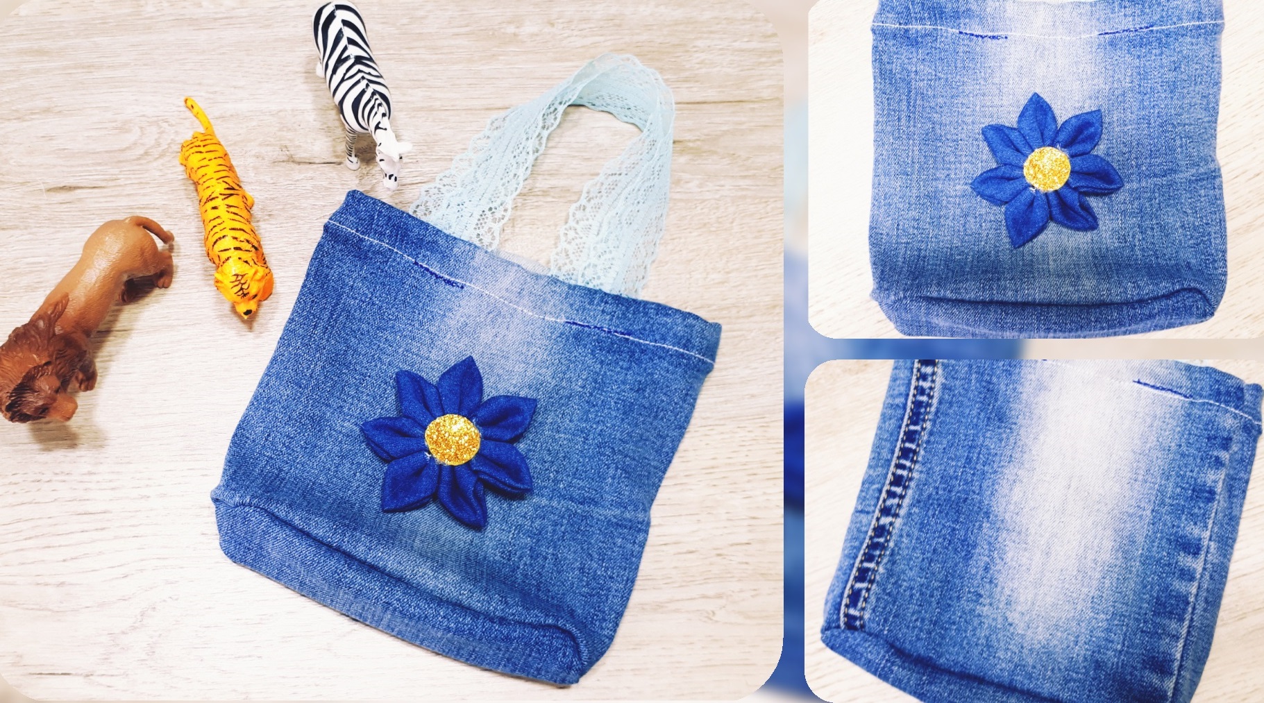 Сумка из отрезка джинсов, шьем для деток .mp4 смотреть онлайн