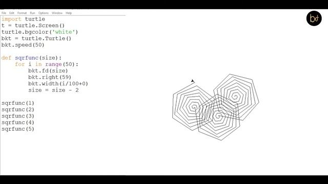 Python Turtle - Draw Hexagon Design in Python Turtle Graphics Using Python IDLE By #BKTutorial