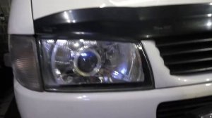 14 Volkswagen T4 Часть 2 Установка линз с глазами , шлифовка стёкл