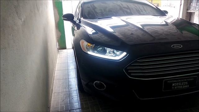FAROL FORD FUSION COM MÁSCARA NEGRA E BARRA DE LED ESTILO DRL DAYLIGHT LUZ DIURNA 13 14 15 16 смотреть онлайн