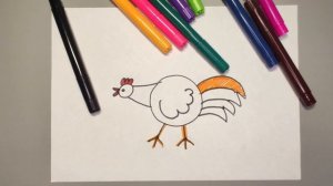 *КУРИЦА* Как  легко нарисовать КУРИЦУ, простые идеи для срисовки. Draw a chicken.