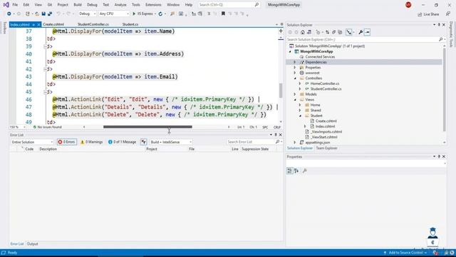 CRUP Operation in  Asp.Net Core MVC 5 with MongoDB