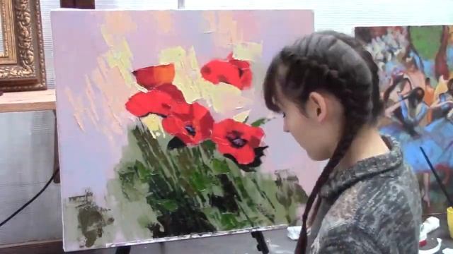 Художник Фания Сахарова. Скульптурные маки,  живопись маслом для начинающих смотреть онлайн