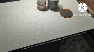 декоративная штукатурка из обычной акриловой шпаклёвки и трафарета, своими руками