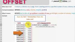 Sum the Last 7 Transactions with the Excel Offset Function