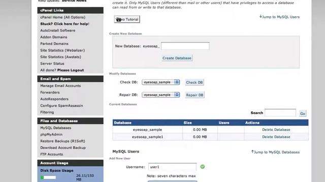 Vidahost Video Tutorial Creating a mySQL database and Adding a User смотреть онлайн