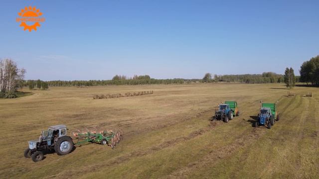 Сенокос 2022 с пресс-подборщиком ПР-180М и граблями ГКП-6,3 на полях Новосибирской области смотреть онлайн