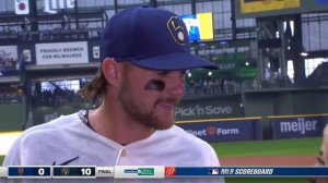 Brewers rookie Turang gets Gatorade shower after home opener