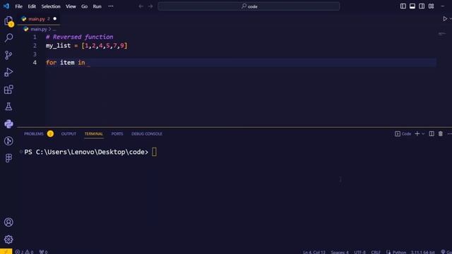 Reversed function in python #python python for beginners